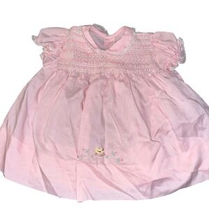Polly Flinders‎ Vintage 1950's Baby Girls Victorian Duck Embroidered Dress 24M